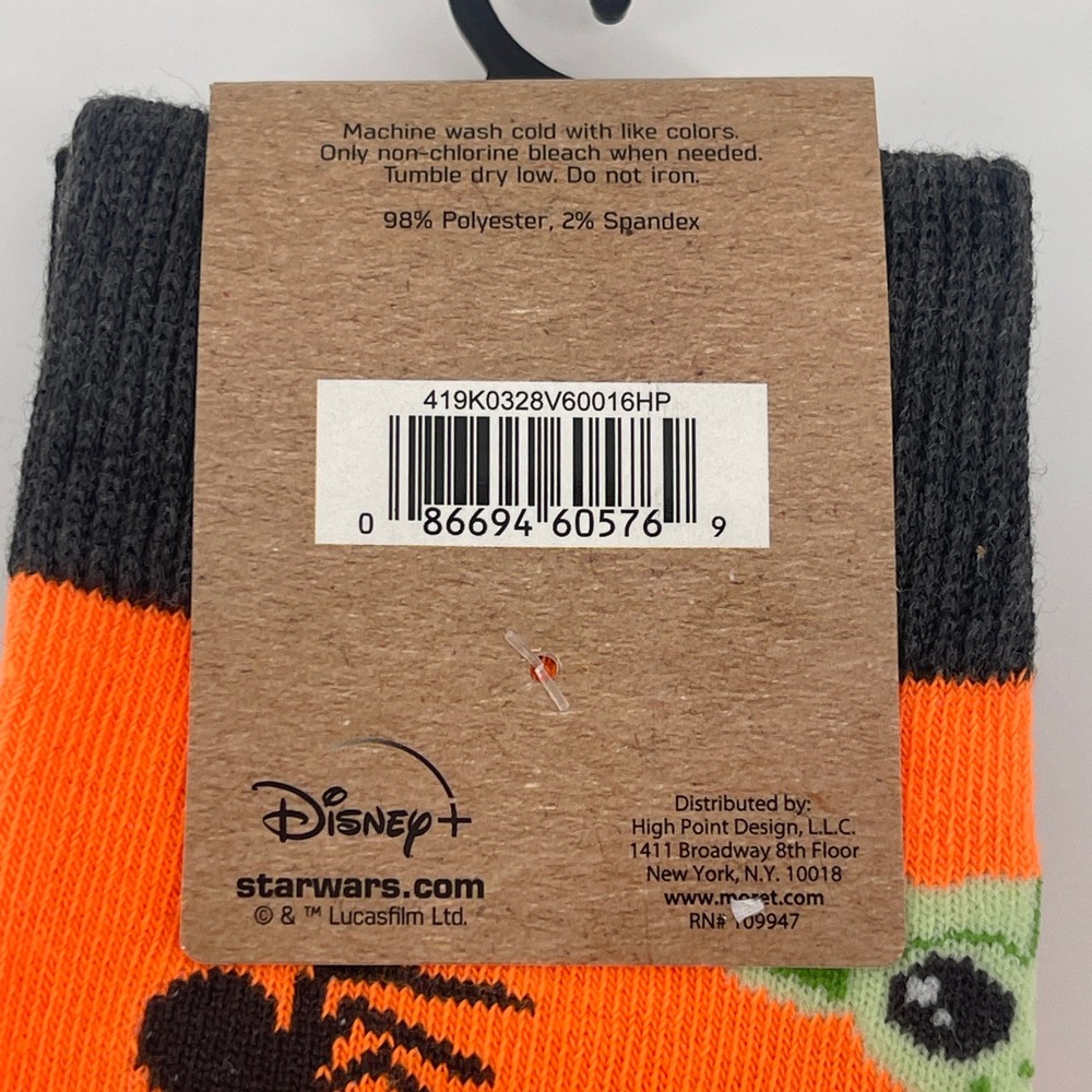 NEW Star Wars Mandalorian Baby‎ Yoda Halloween Crew Socks Kids Size 6.5-12 - Picture 4 of 4
